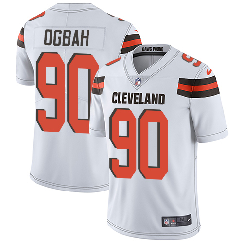 Nike Browns #90 Emmanuel Ogbah White Men's Stitched NFL Vapor Untouchable Limited Jersey - Click Image to Close